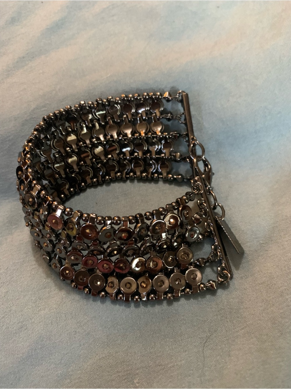 INC Gunmetal Multi-Row Sequin Chain Bracelet